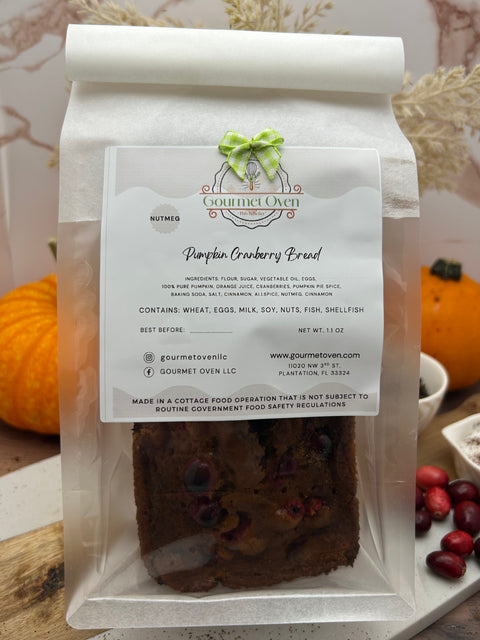 Gourmet Oven Pumpkin Cranberry Bread